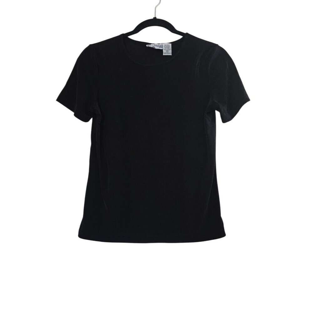 Kathy Ireland Black T-shirt Size Small Nylon Blouse